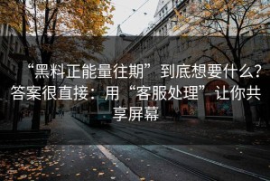 “黑料正能量往期”到底想要什么？答案很直接：用“客服处理”让你共享屏幕
